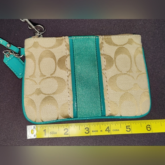 Coach Wristlet, Teal Green - Picture 7 of 9